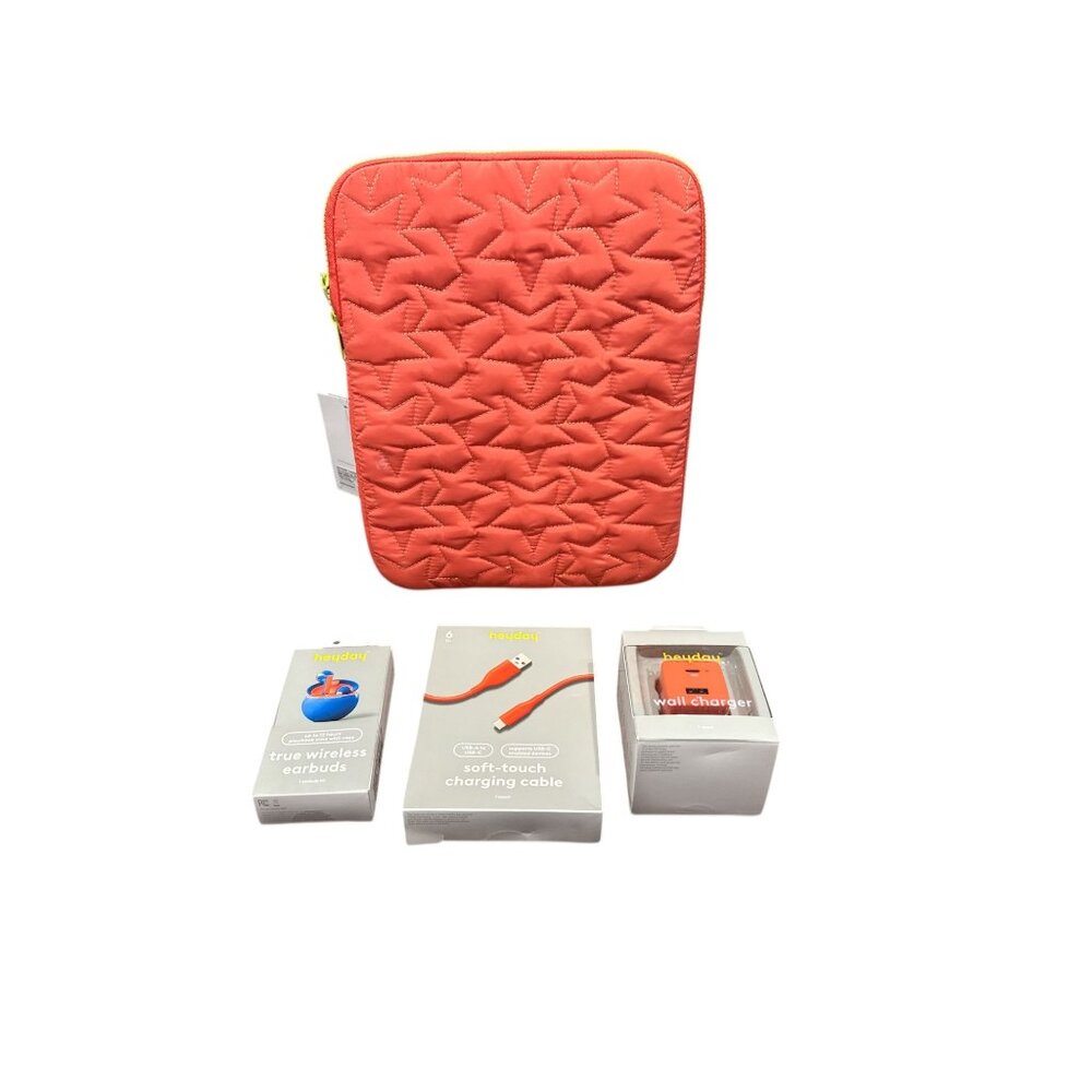 HEYDAY Tablet Sleeve up to 12.9", Soft-Touch 6ft Charging Orange Cable, True Wir